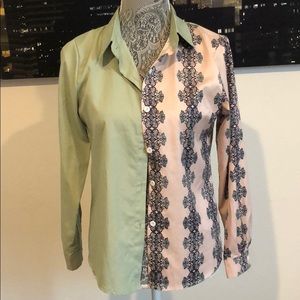 Color blocked button up